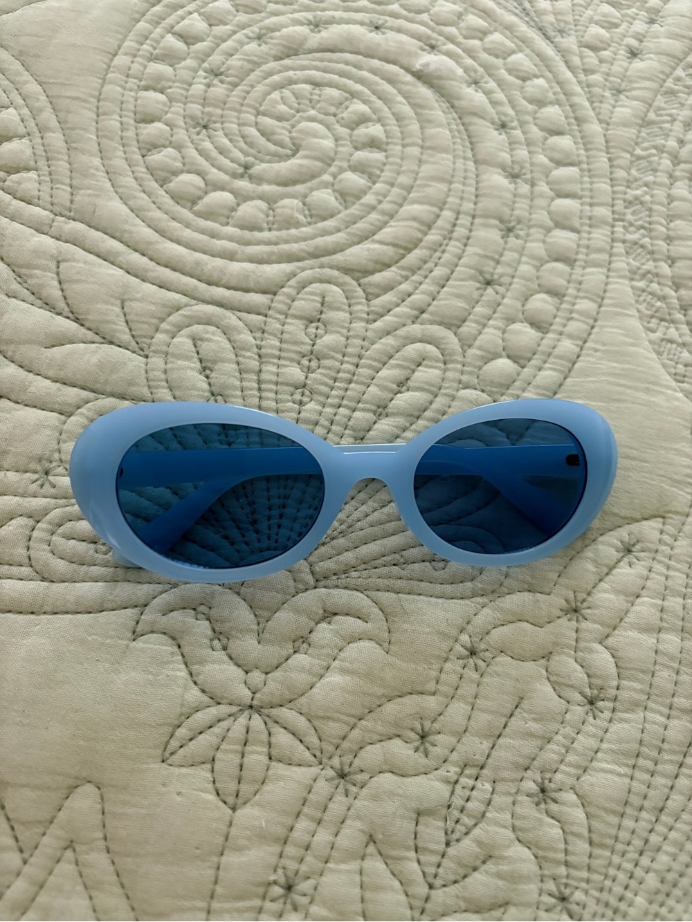 Urban Outfitters Sky Blue Oval Sunglasses with Blue Lenses